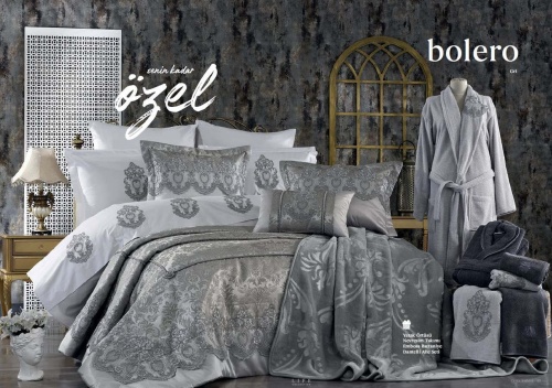 Покрывало Zebra Casa BOLERO grey 260x270 и декоративные наволочки Артикул: 21216 Silk-Dreams